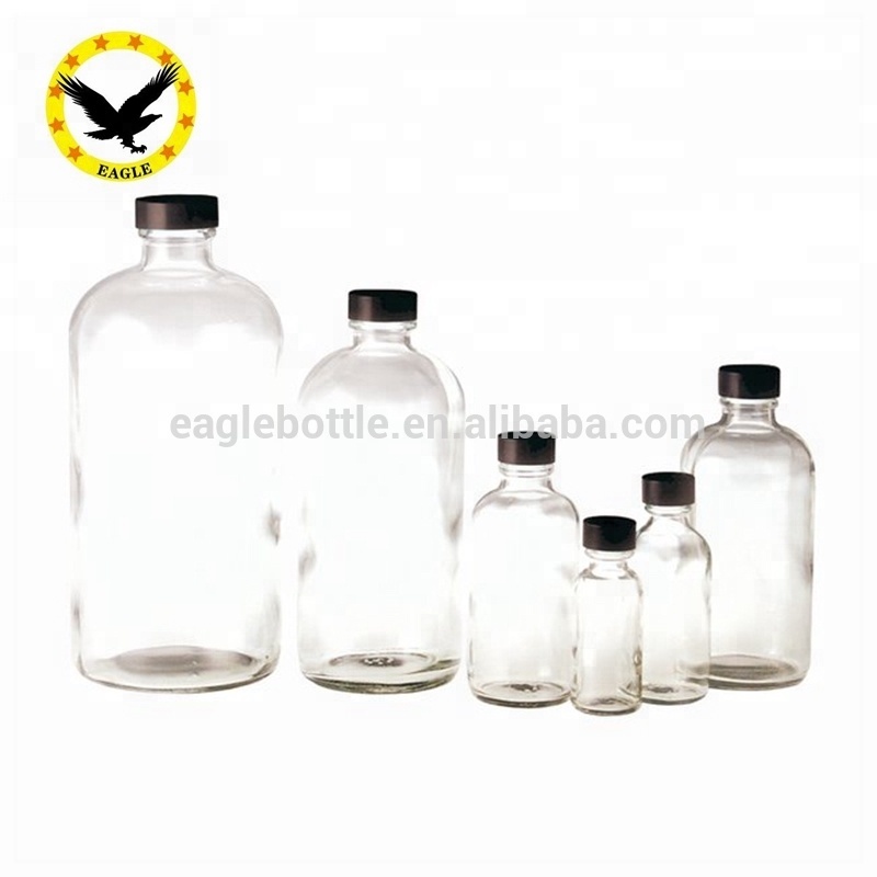 0.2oz 1oz 2oz 4oz 8oz 16oz 32oz Clear boston round glass bottle