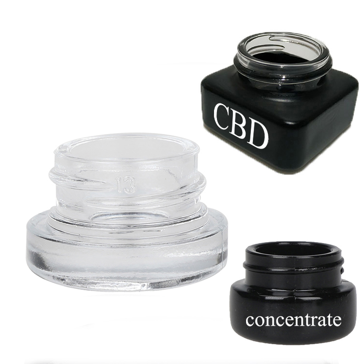 0.3oz 9ML custom square CBD Dab Wax Round concentrate Jars Glass medical weed Cream Container Without Child Resistant Lid