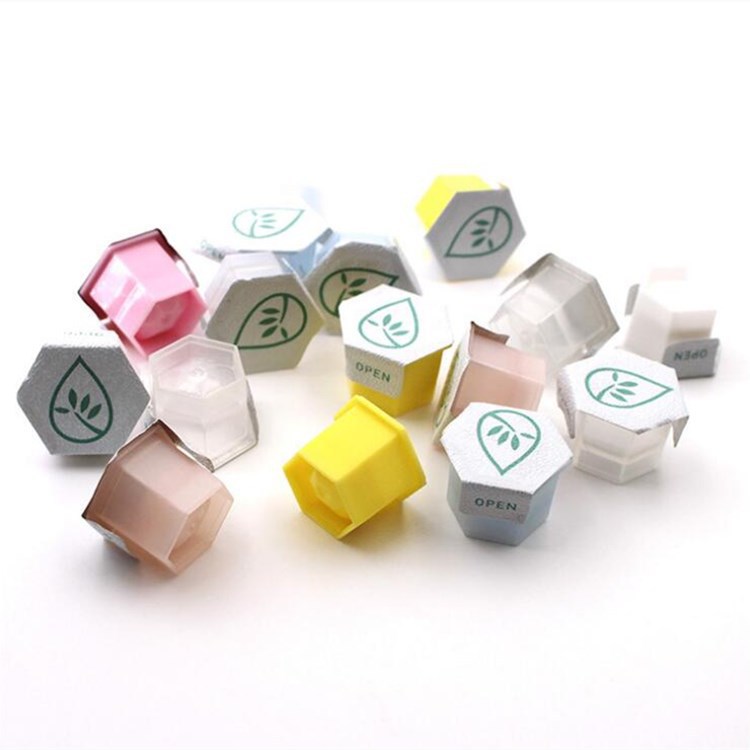 0.4g mini plastic hexagonal cleansing face freeze-dried powder cup enzyme Tooth powder box with aluminum sealing film