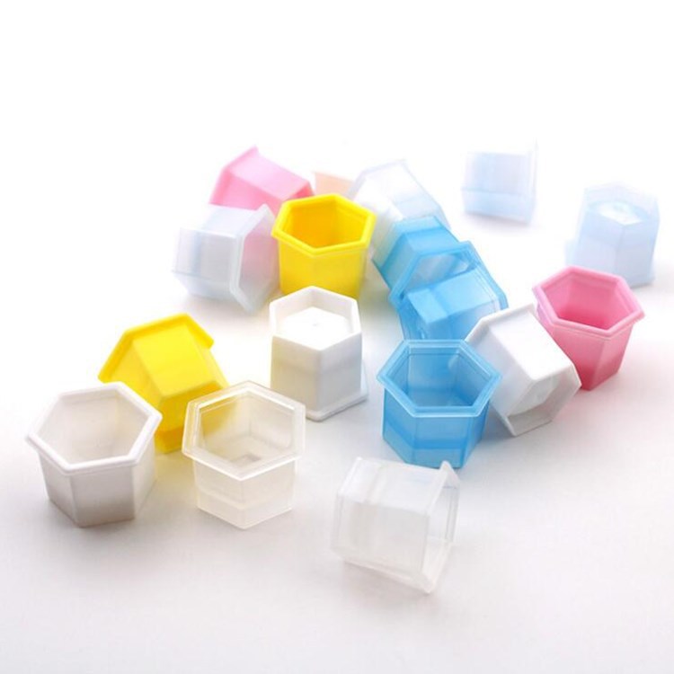0.4g mini plastic hexagonal cleansing face freeze-dried powder cup enzyme Tooth powder box with aluminum sealing film
