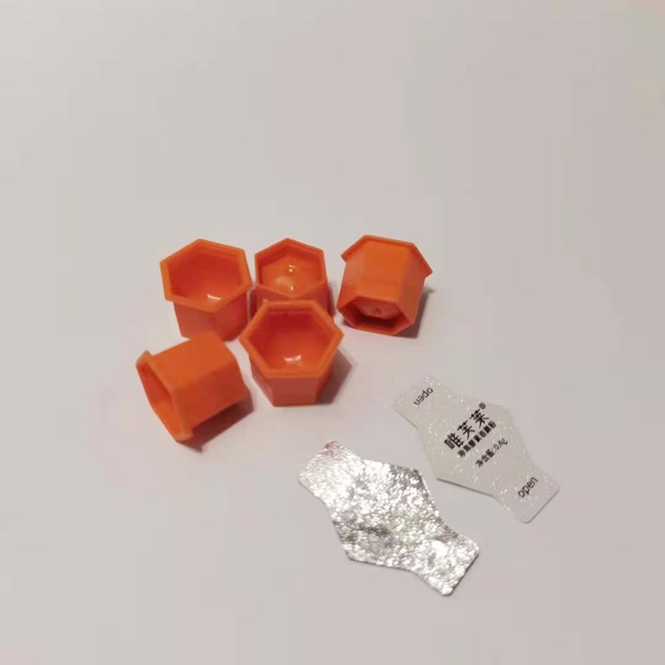 0.4g mini plastic hexagonal cleansing face freeze-dried powder cup enzyme Tooth powder box with aluminum sealing film