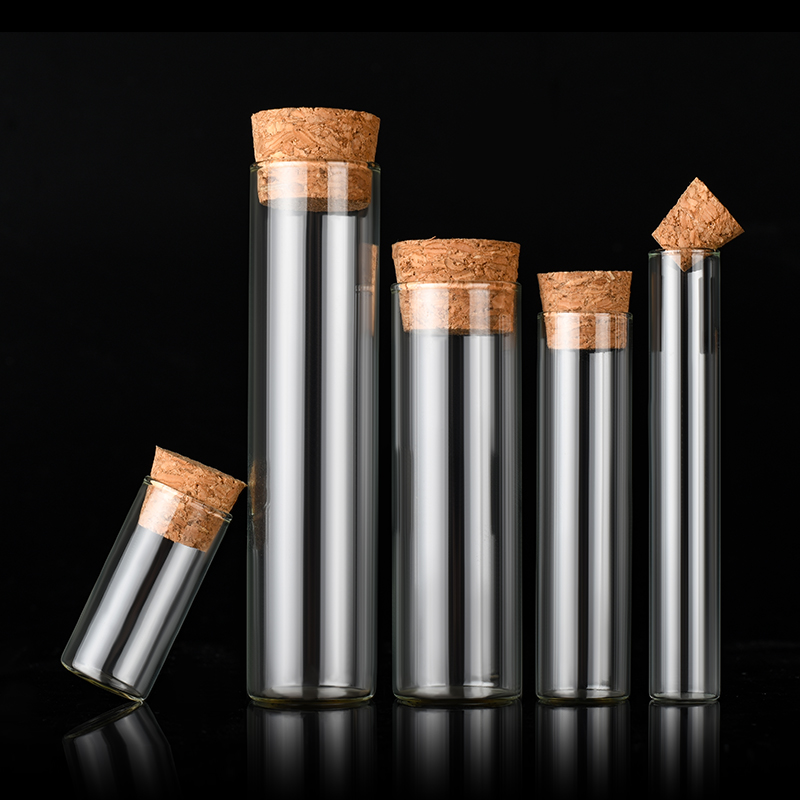 0.5 1 2 3 4 5 7 9 10 15 20 25 30 35 40 50 60ml clear amber small vial wide glass test tube with wooden cork lid