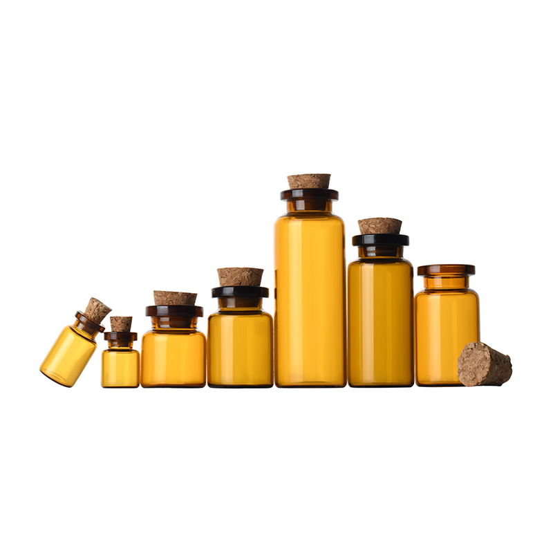 0.5 1 2 3 4 5 7 9 10 15 20 25 30 35 40 50 60ml clear amber small vial wide glass test tube with wooden cork lid