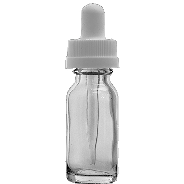 0.5 oz. Clear Boston Round with Black Child-Resistant Glass Dropper