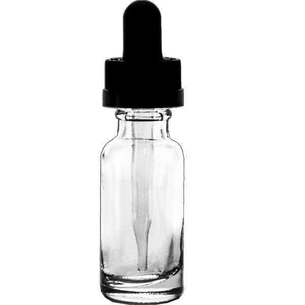 0.5 oz. Clear Boston Round with Black Child-Resistant Glass Dropper