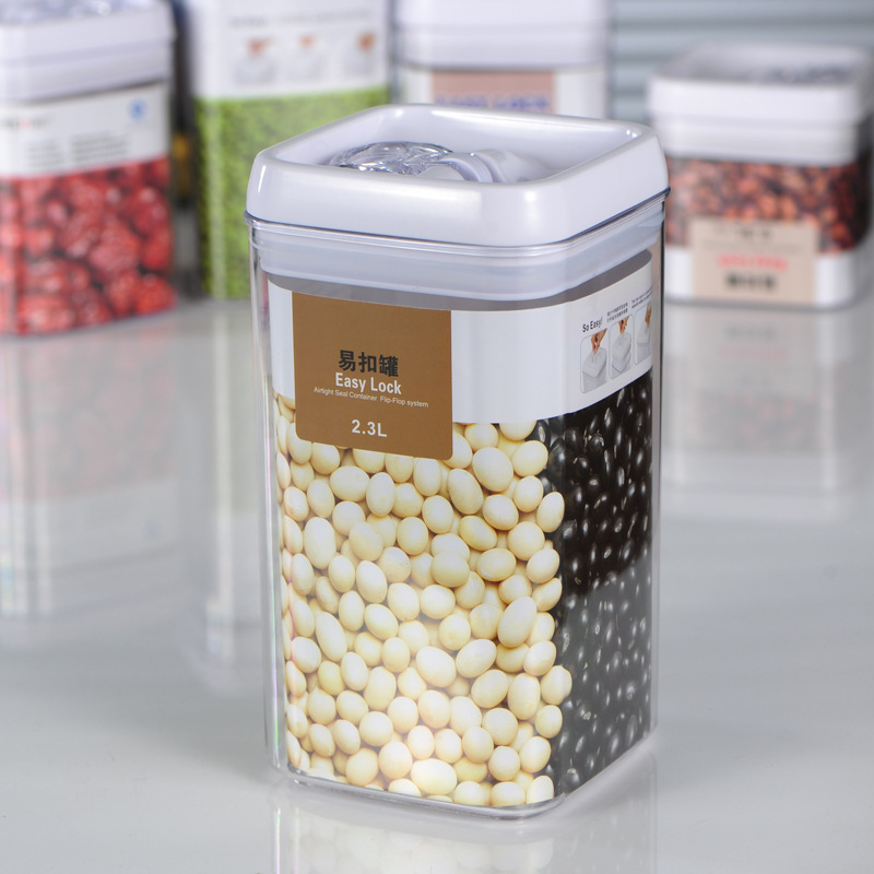 0.5L 1.2L 1.9L Square Plastic Clear Airtight Kitchen Food Storage Container Set Of 3 with Lids for Kitchen Organization
