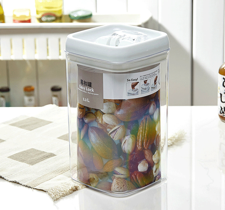 0.5L 1.2L Square Plastic Clear Airtight Kitchen Food Storage Container Set Of 3 with Lids for Kitchen Organization