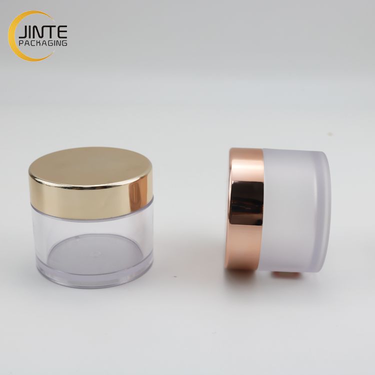 0.5OZ 1OZ 2OZ 3OZ 4OZ 5OZ 6OZ 8OZ Cosmetics Packaging PETG Plastic Clear Jar with Shiny gold cap for Lip Gloss