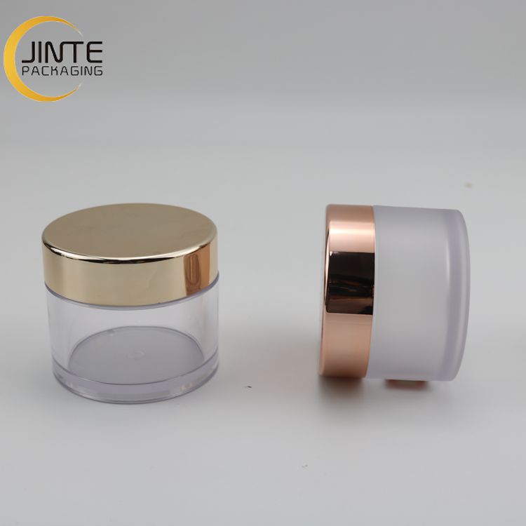0.5OZ 1OZ 2OZ 3OZ 4OZ 5OZ 6OZ 8OZ Cosmetics Packaging PETG Plastic Clear Jar with Shiny gold cap for Lip Gloss