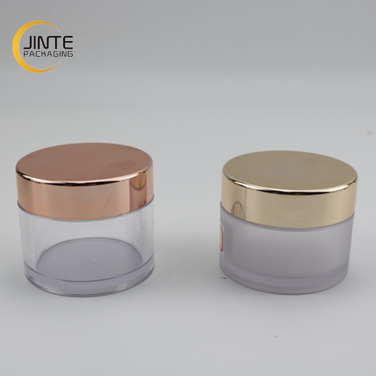 0.5OZ 1OZ 2OZ 3OZ 4OZ 5OZ 6OZ 8OZ Cosmetics Packaging PETG Plastic Clear Jar with Shiny gold cap for Lip Gloss