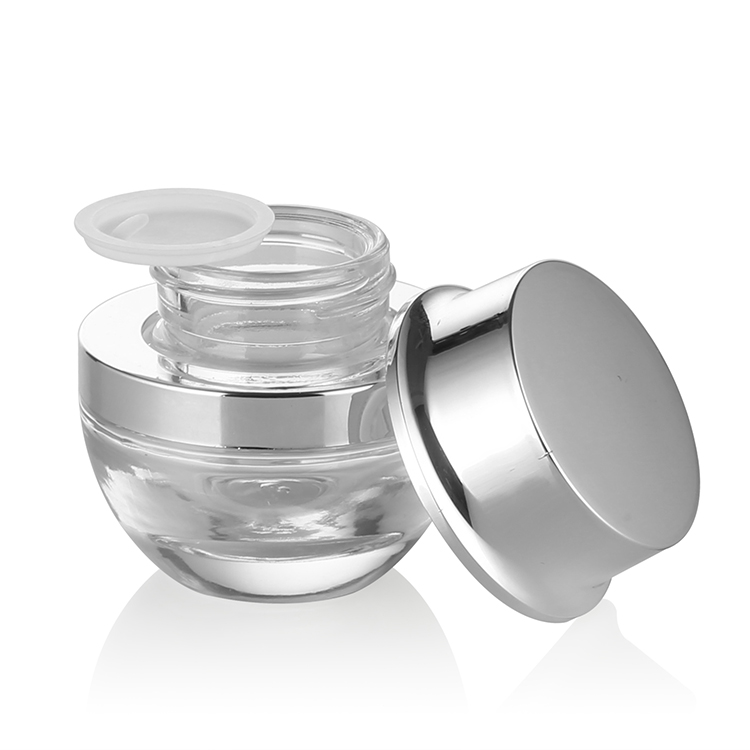 0.5oz 15g 15ml clear round glass cream jar 15g 30g 50g silver lid empty cosmetic glass jar luxury