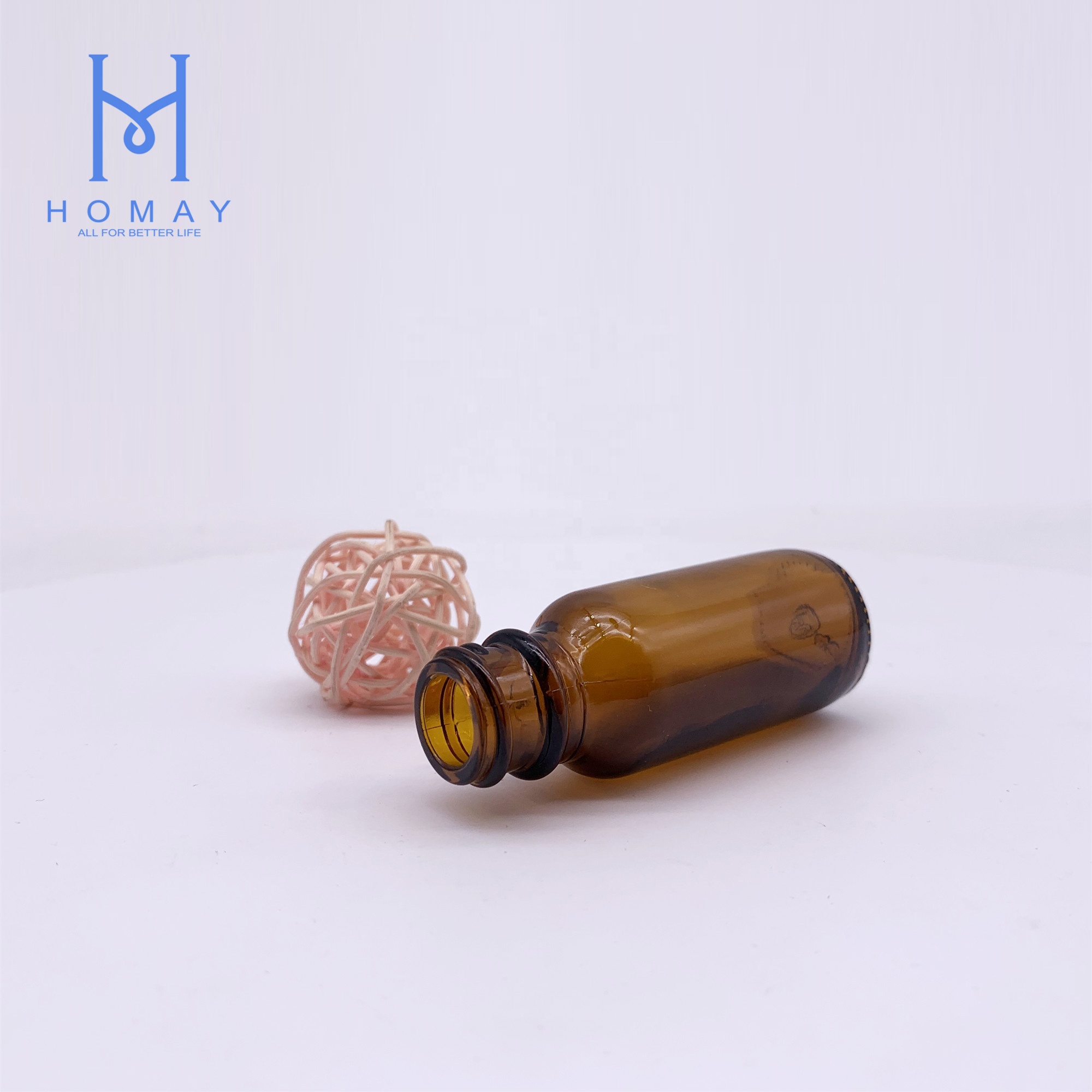0.5oz/15ml Wholesale amber glass boston round glass bottle