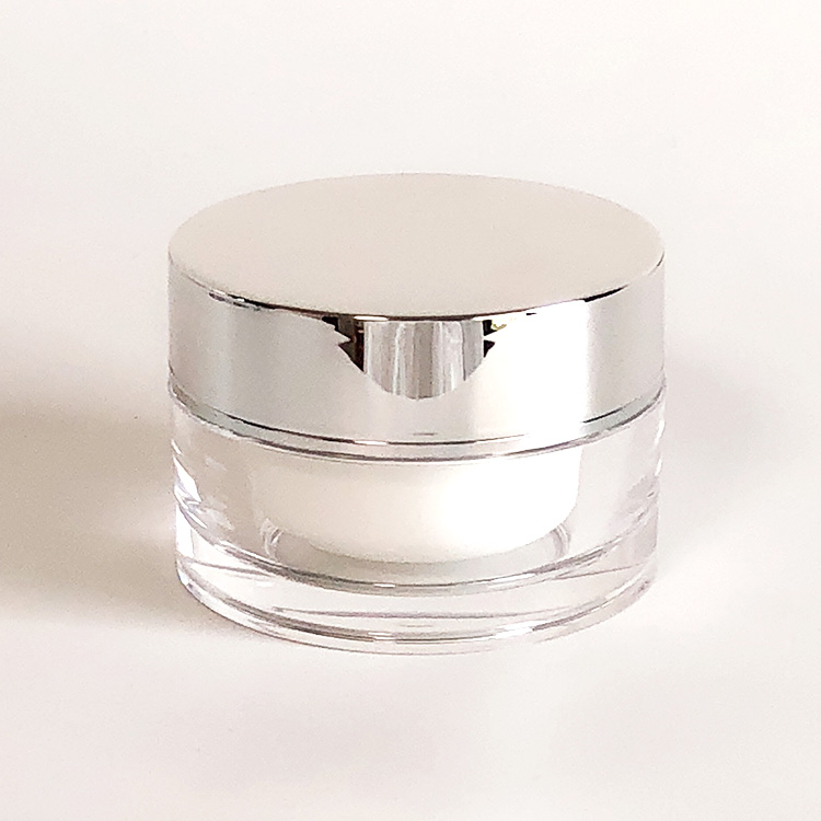 0.5oz 1oz 1.7oz 4oz Silver Double Wall Luxury Custom Cosmetics Packaging Jar