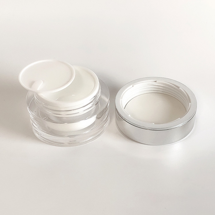 0.5oz 1oz 1.7oz 4oz Silver Double Wall Luxury Custom Cosmetics Packaging Jar