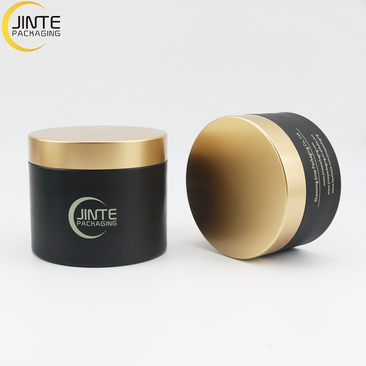 0.5oz 1oz 2oz 3oz 4oz 5oz 6oz 8ozHair Black Cream Containers Cosmetic PETG Jars With Matte Gold Lid