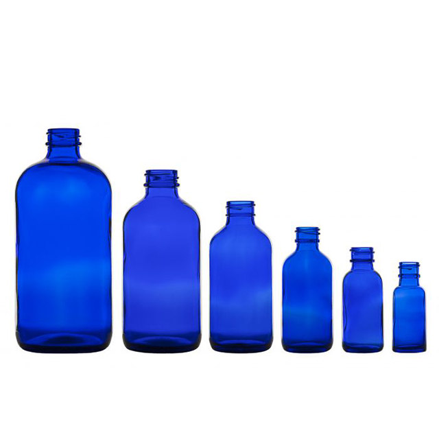 0.5oz 1oz 2oz 4oz 6oz 8oz 16oz cobalt blue Glass Boston Round Bottle