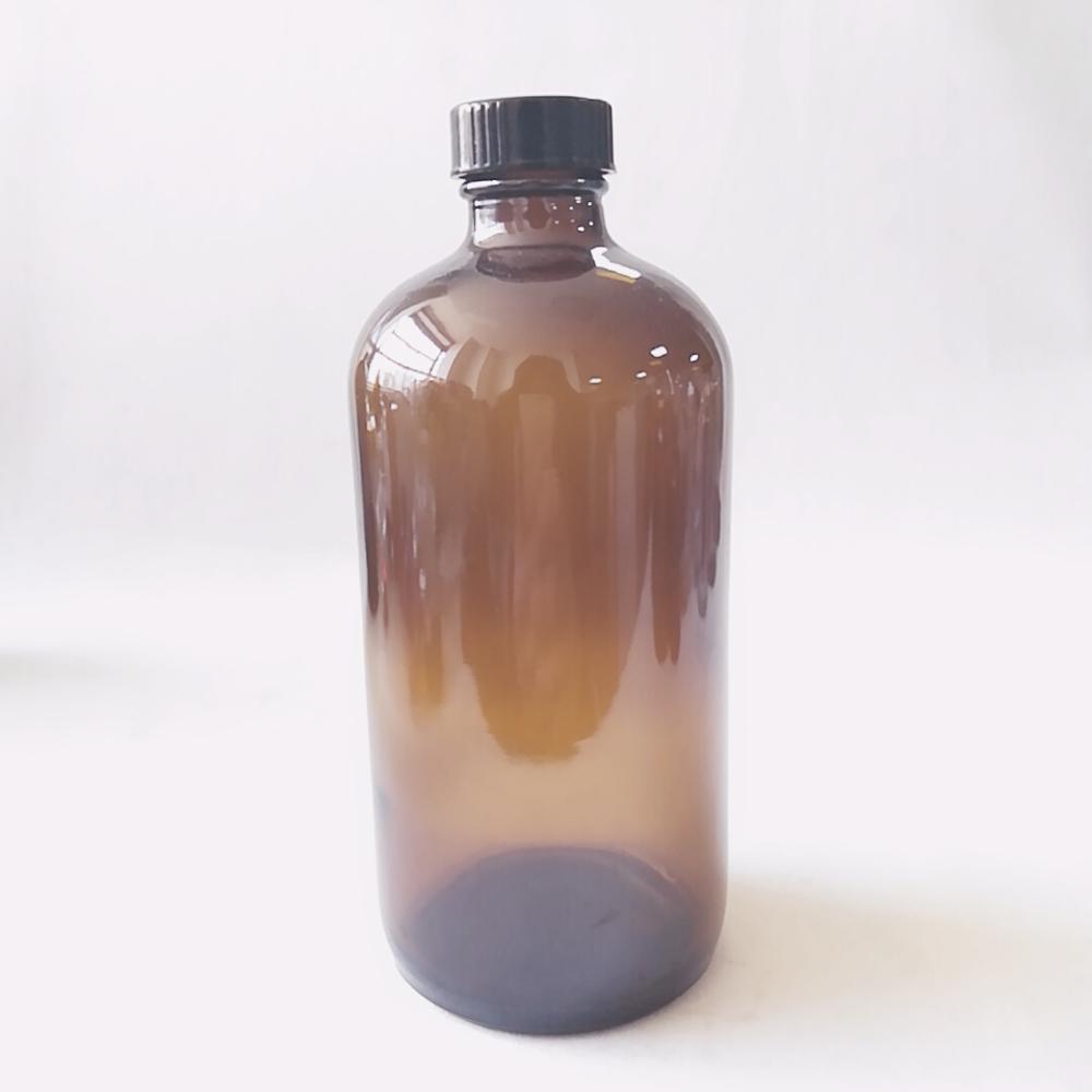0.5oz 1oz 2oz 4oz 8oz 16oz 32oz Amber Boston Round Glass Bottle with plastic aluminum metal Cap