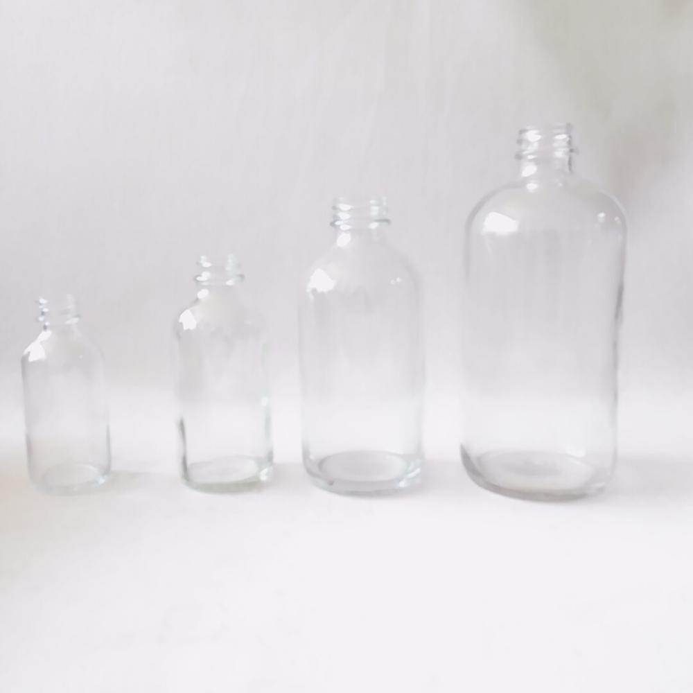 0.5oz 1oz 2oz 4oz 8oz 16oz 32oz Amber Boston Round Glass Bottle with plastic aluminum metal Cap