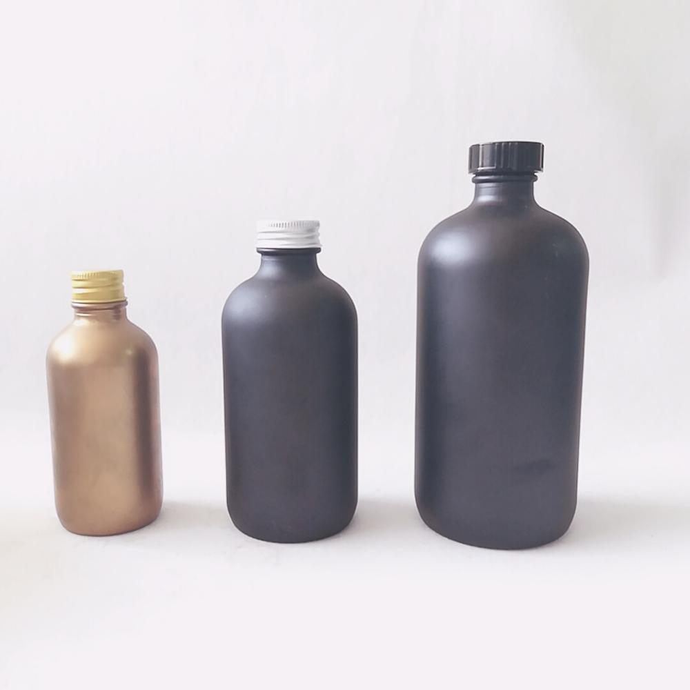 0.5oz 1oz 2oz 4oz 8oz 16oz 32oz Amber Boston Round Glass Bottle with plastic aluminum metal Cap
