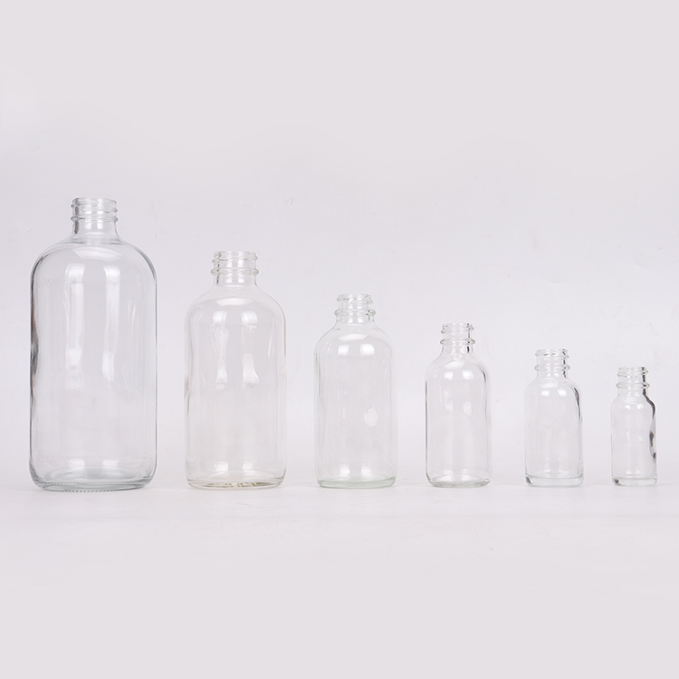 0.5oz 1oz 2oz 4oz 8oz 16oz 32oz Clear Boston Round Glass Bottle