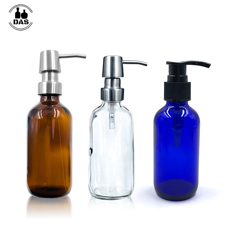 0.5oz 1oz 2oz 4oz 8oz 16oz Clear Amber Hand Wash Lotion Shampoo Beverage Pump Spray Dropper Boston Round Glass Bottle for Juice