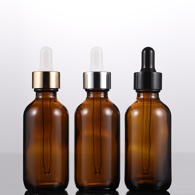 0.5oz 1oz 2oz 4oz 8oz 16oz Essential Oil Bottle Amber Glass Boston Bottle With Black Plastic Dropper