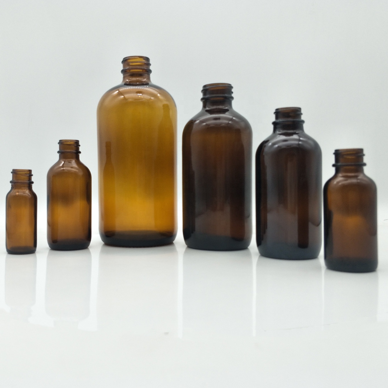 0.5oz/1oz/2oz/4oz/8oz/16oz High quality amber boston round glass bottle for liquid medicine/drinks GPI Standard Finish