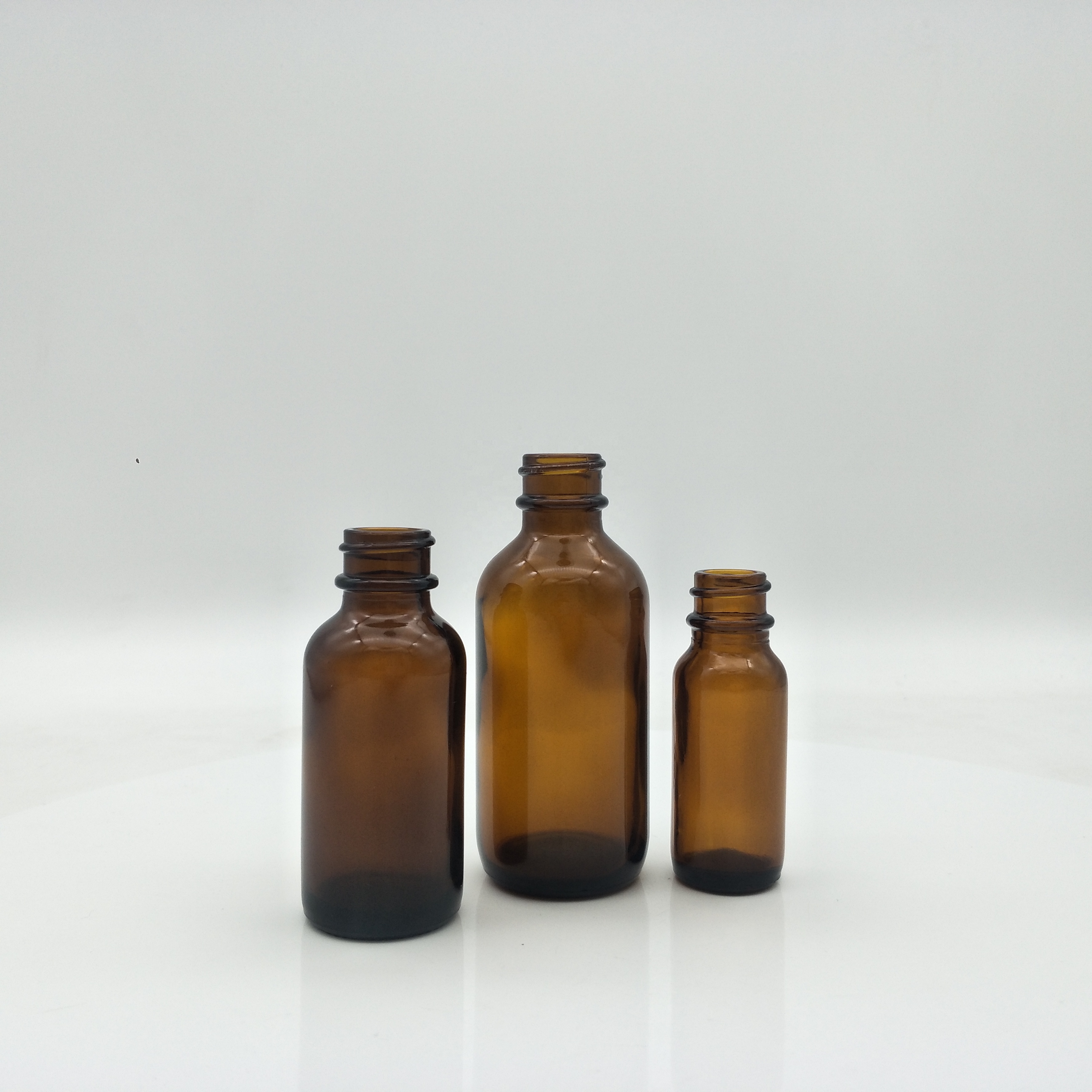 0.5oz/1oz/2oz/4oz/8oz/16oz High quality amber boston round glass bottle for liquid medicine/drinks GPI Standard Finish