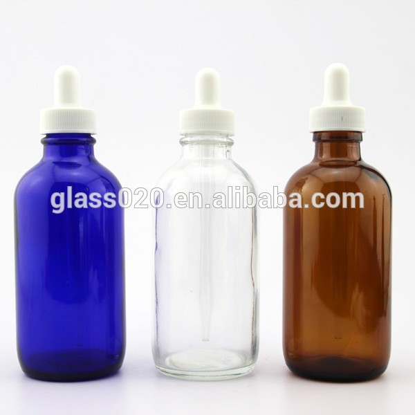 0.5oz 1oz 2oz 4oz black glass boston round bottle with dropper cap wholesale