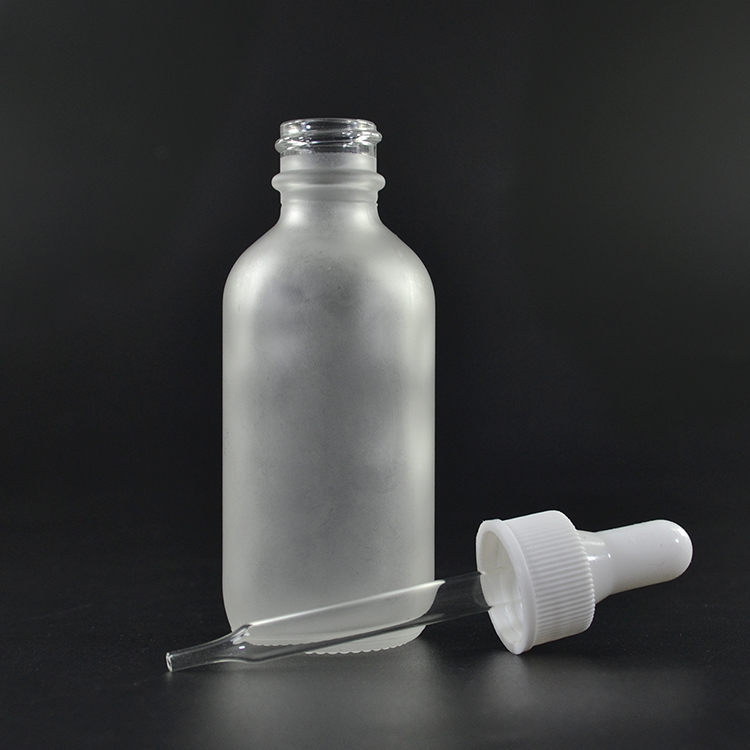 0.5oz 1oz 2oz 4oz boston clear frosted oil dropper glass bottles with logo printing customized