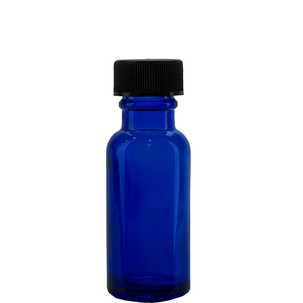 0.5oz Cobalt Blue Boston Round with Black Cap