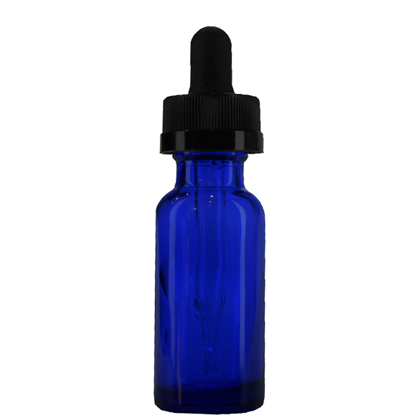 0.5oz Cobalt Blue Boston Round with Black Cap