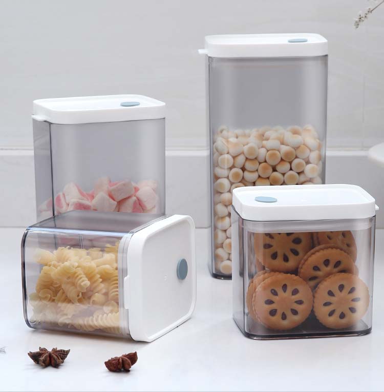 0.7L 1.1L 1.5L Three Different Sizes Food Conatiners Plastic Cereal Container With Airtight Lids And Silicon Strip For Grains Sn