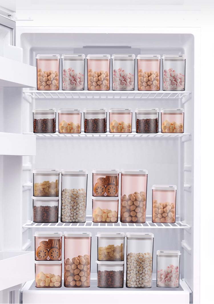 0.7L 1.1L 1.5L Three Different Sizes Food Conatiners Plastic Cereal Container With Airtight Lids And Silicon Strip For Grains Sn