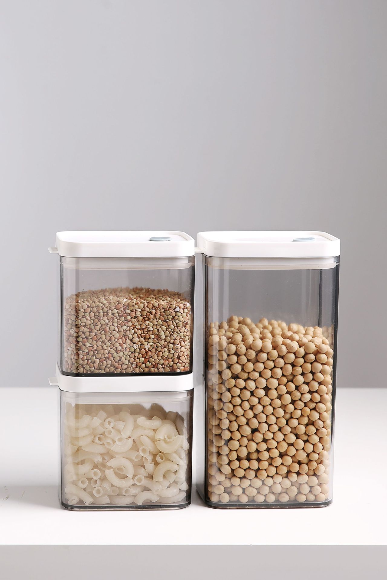 0.7L 1.1L 1.5L Three Different Sizes Food Conatiners Plastic Cereal Container With Airtight Lids And Silicon Strip For Grains Sn
