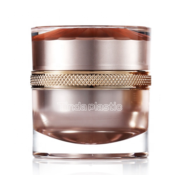 01A0205 factory manufacturer straight round 30g 50g rose golden plastic acrylic cosmetics jars for makeup packaging