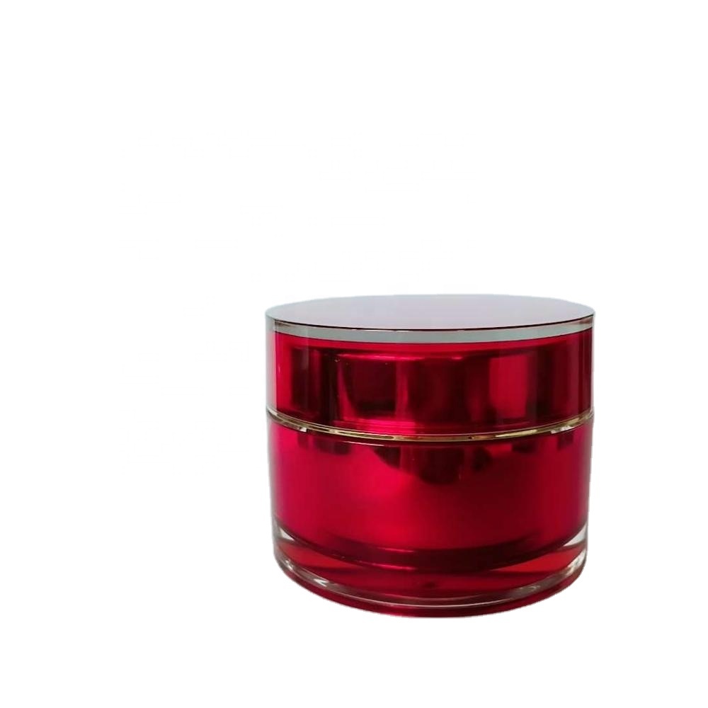 09A024 Stock red double wall acrylic plastic 100gram  cream jar for skin care