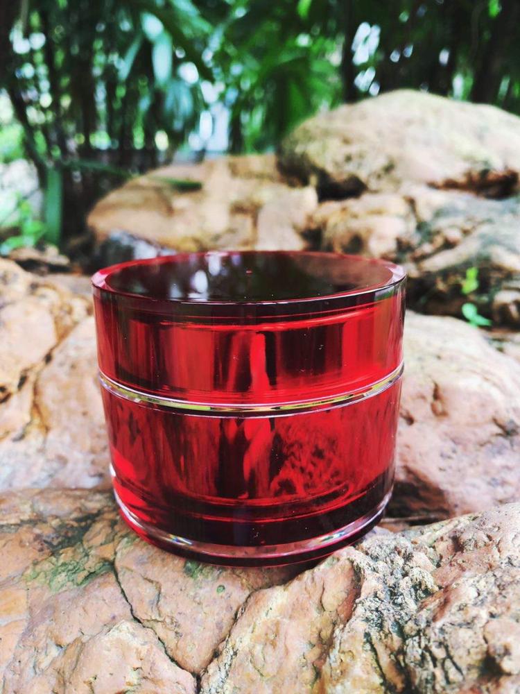 09A024 Stock red double wall acrylic plastic 100gram cream jar for skin care