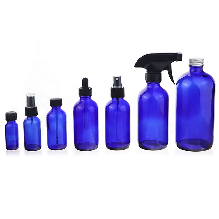 1_2 1 2 4 8 16.6 Fl Oz Amber Boston Round Body Cosmetic Oil Glass Trigger Spray Bottle For Essential Oils
