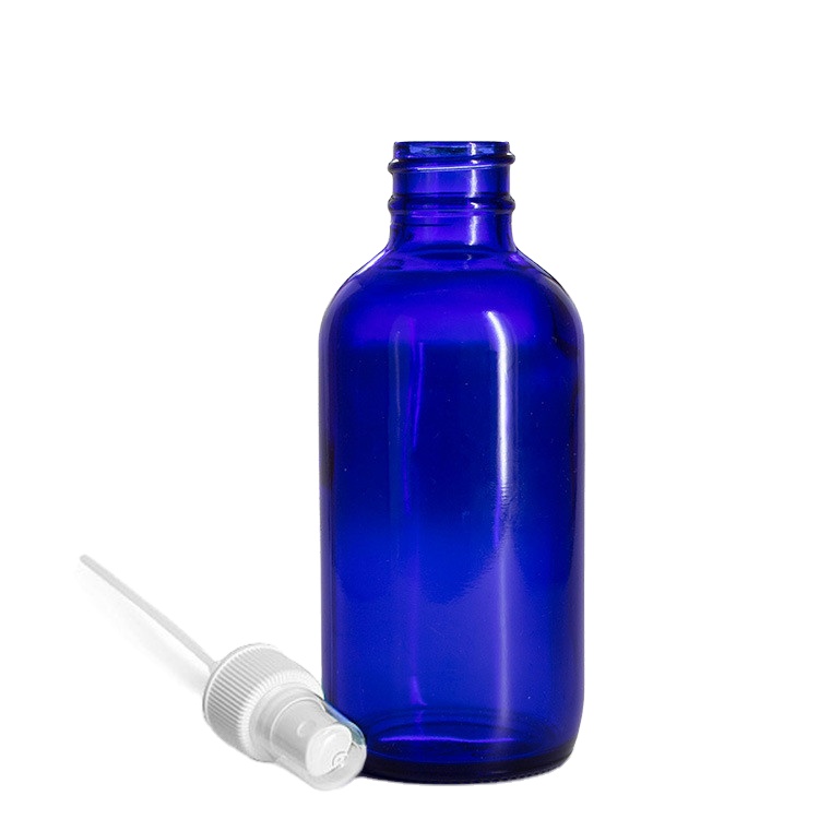 1/2 1 2 4 oz Cobalt Blue Boston Round GLASS Spray Bottles with white black Atomizer cap