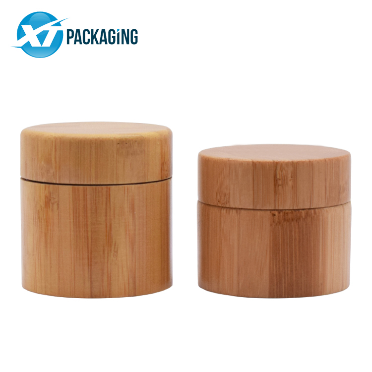 1 2 3oz 4oz Cosmetic Jars Wooded Cap for Skin Care Cream Packaging with bamboo lid Glass Plastic