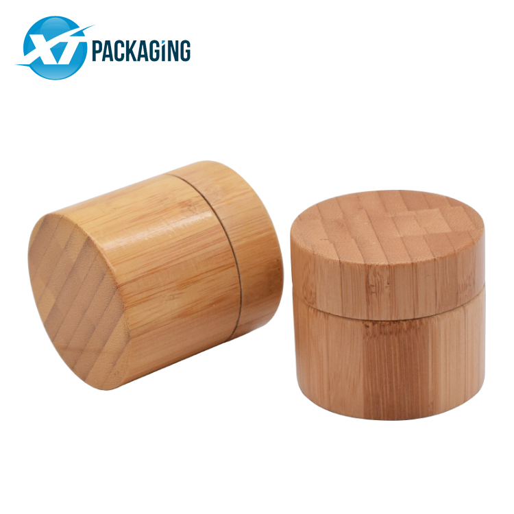 1 2 3oz 4oz Cosmetic Jars Wooded Cap for Skin Care Cream Packaging with bamboo lid Glass Plastic