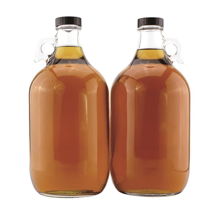 1/2 Gallon Clear Glass Beer Growler - Reusable - With Poly Seal Cap- 64oz