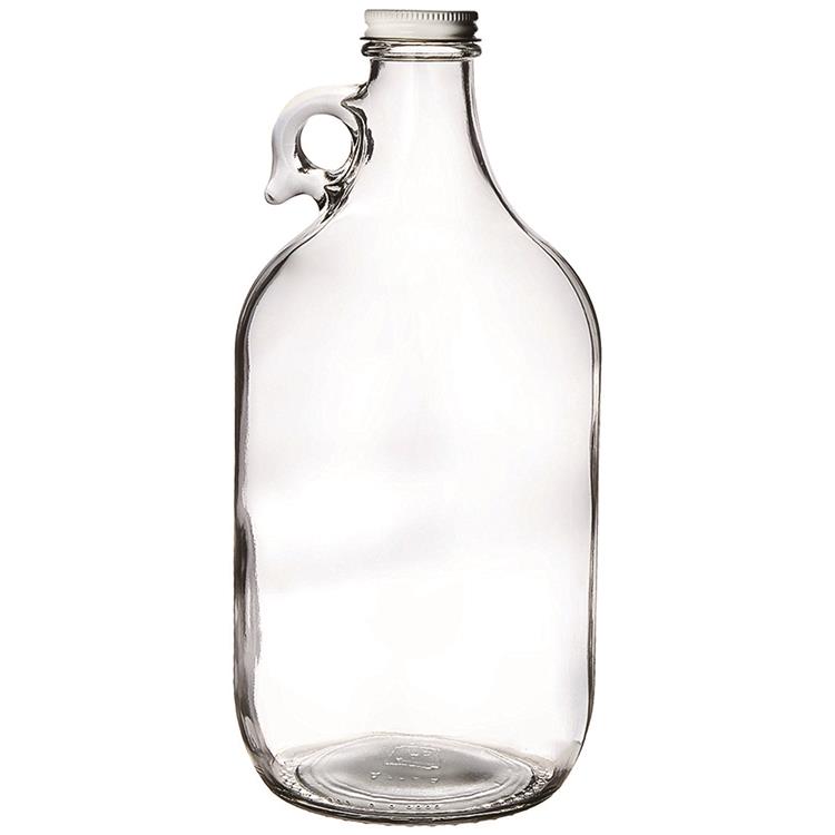 1/2 Gallon Clear Glass Beer Growler - Reusable - With Poly Seal Cap- 64oz