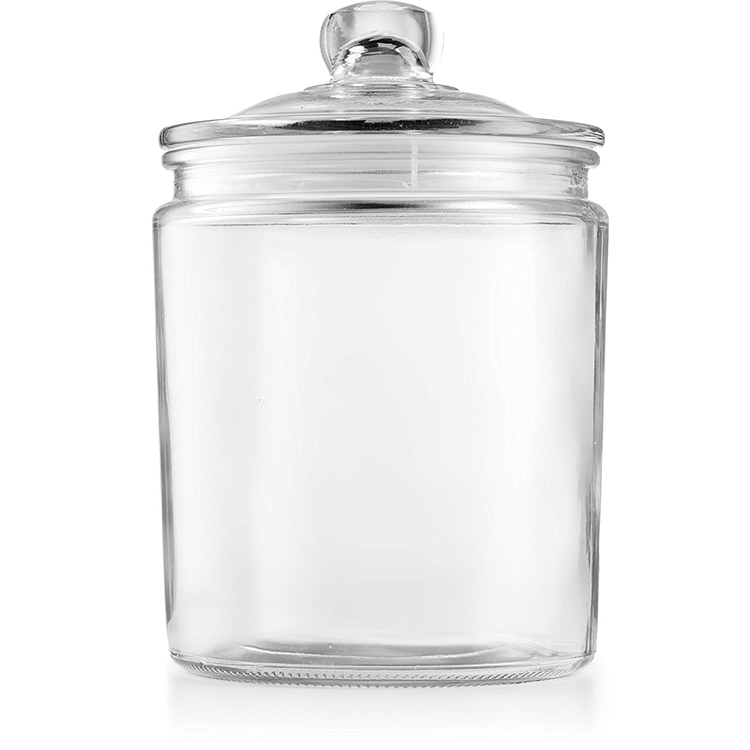 1/2 Gallon Glass Storage Canister Clear Jar With Clear Glass Lid (Set of 2)