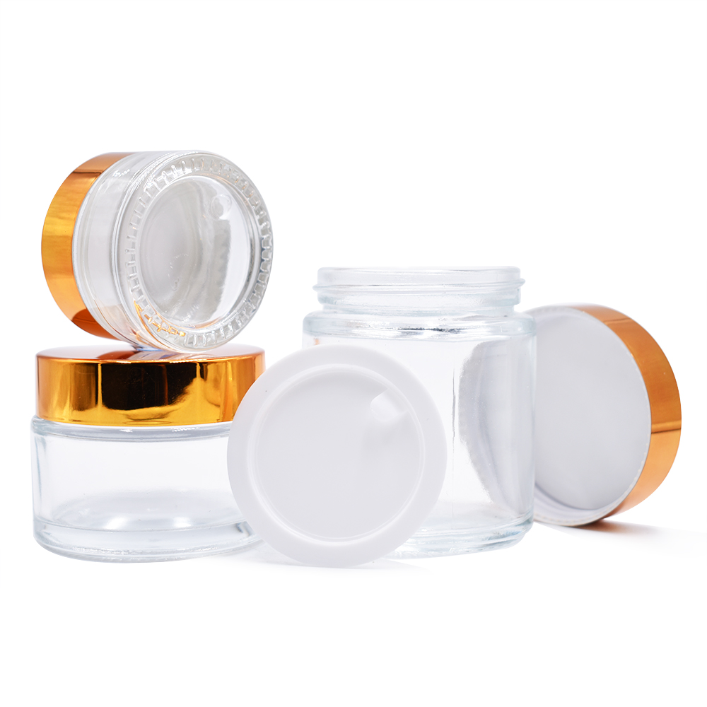 1/2 OZ 1OZ clear glass jars with screw cap for cream jars