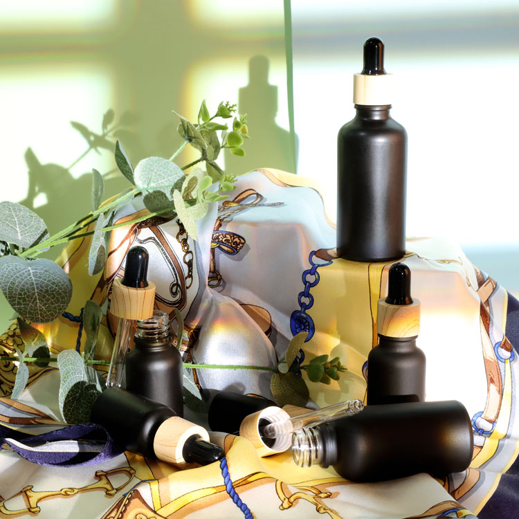 1/2 oz 1 fl oz 2 oz 4 oz matte black frosted essential oil glass round pipette dropper bottles with dropper