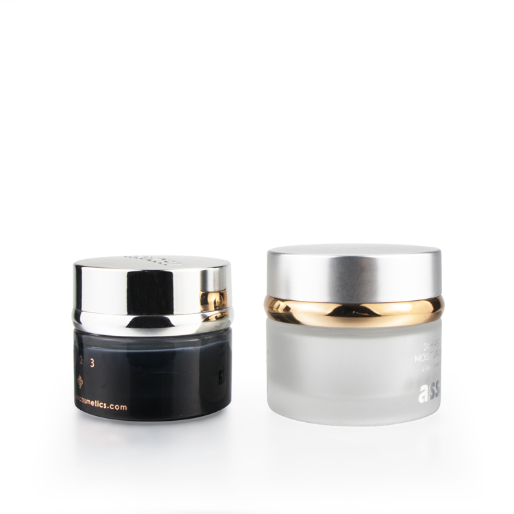 1/2 oz 1 oz 1.7 oz round clear frosted facial cream cosmetic makeup lotion glass jar with matte screw lids