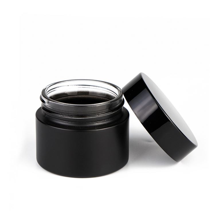 1/2 oz 1 oz 1.7 oz round matte black facial cream cosmetic makeup lotion glass jars with screw lids