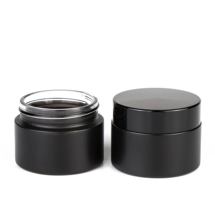 1/2 oz 1 oz 1.7 oz round matte black facial cream cosmetic makeup lotion glass jars with screw lids